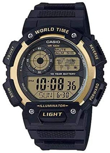 Casio - G-Shock Gold Black Rubber Casual Watch For Men - AE-1400WH-9AVDF