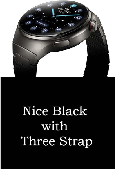 Haino Teko Germany RW 32 Round Smart Watch with 3 set Strap and Wireless Charger For Mens and Boys (Black)